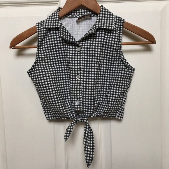 Vintage Other - Vintage 90s Gingham Front Tie Button Up